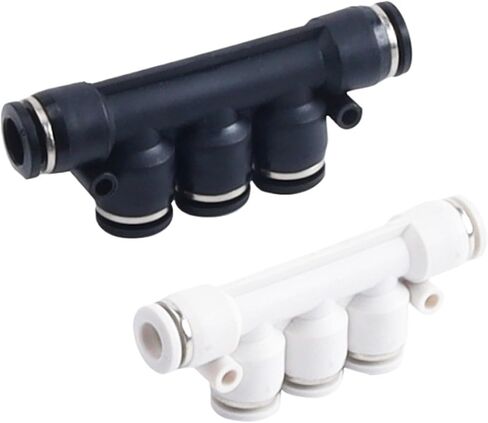PK8 أنبوب مشترك بخمسة اتجاهات بلاستيك سريع أبيض وأسود مقابس هوائية بلونين PU 1 قطعة (Pk12 (خمسة اتجاهات) أبيض) in Kuwait