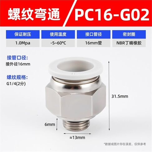 أسود/أبيض G-خيط مستقيم من خلال موصل سريع PC8-02/10-02 المقابس مكون هوائي 1 قطعة (PC16-G02) in Kuwait