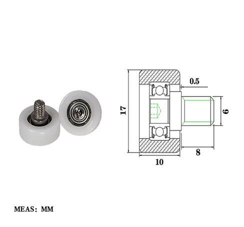 Externally Threaded POM Plastic Bearing BS68517-10C1L8M6 high wear-Resistant Nylon Threaded Guide Wheel in Kuwait