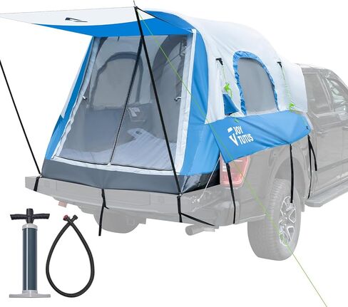 خيمة سرير شاحنة قابلة للنفخ من JOYTUTUS مع مظلة، تتضمن مضخة هواء للإعداد السريع لمدة دقيقة واحدة، خيمة بيك اب مزدوجة الاستخدام أو خيمة تخييم لشخصين، خيمة شاحنة 5.5'-6' مع غطاء سقف مقاوم للماء و3 نوافذ in Kuwait