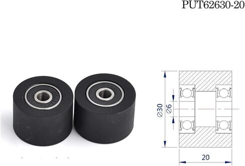 1 قطعة 30 مللي متر بكرة مطلية بالبولي يوريثين مع محامل 626RS مزدوجة 6x30x20 مللي متر PUT62630-20 آلة قناع عجلة توجيه مطاطية ناعمة in Kuwait