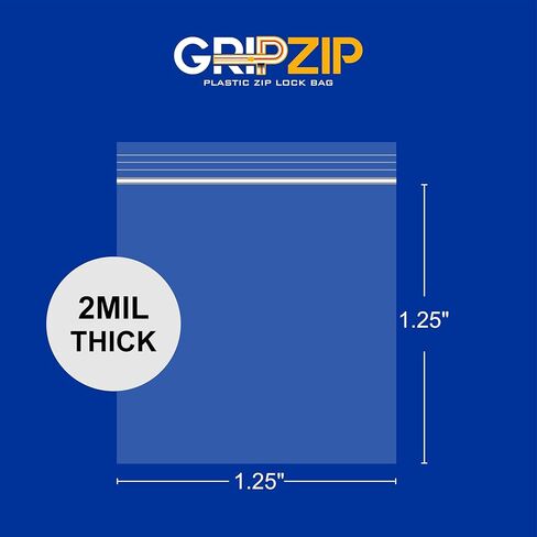 200 Pcs 1.25" x 1.25" Clear Plastic Reclosable Zip Poly Bags | 2 Mil Thick Durable and Versatile Bags for Travel, Storage, Organization, Shipping | Heavy Duty Baggies with Resealable Zip in Saudi Arabia