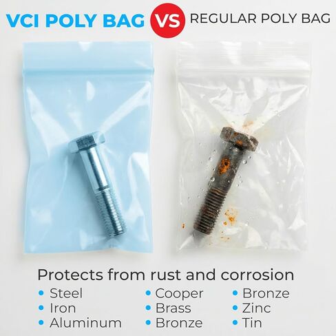 VCI Reclosable Poly Bags 8" x 10", Pack of 15-4 mil Heavy Duty VCI Anti-Corrosion Gun Protection Bag - Rustproof, Waterproof Packaging for Metal Armor, Electronics, Machinery, Automotive Parts in Saudi Arabia