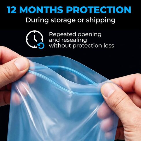 VCI Reclosable Poly Bags 8" x 10", Pack of 15-4 mil Heavy Duty VCI Anti-Corrosion Gun Protection Bag - Rustproof, Waterproof Packaging for Metal Armor, Electronics, Machinery, Automotive Parts in Saudi Arabia