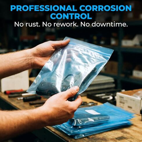 VCI Reclosable Poly Bags 8" x 10", Pack of 15-4 mil Heavy Duty VCI Anti-Corrosion Gun Protection Bag - Rustproof, Waterproof Packaging for Metal Armor, Electronics, Machinery, Automotive Parts in Saudi Arabia