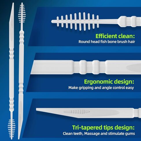 أعواد أسنان RAZOKO بين الأسنان، إجمالي 600 عدد (5 عبوات) معول فموي للاستعمال مرة واحدة، منظف بلاستيكي بين الأسنان من الدرجة الغذائية مع حقيبة محمولة للسفر والمنزل in Kuwait