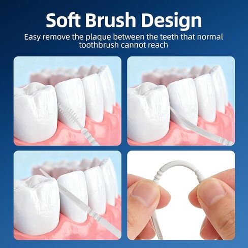أعواد أسنان RAZOKO بين الأسنان، إجمالي 600 عدد (5 عبوات) معول فموي للاستعمال مرة واحدة، منظف بلاستيكي بين الأسنان من الدرجة الغذائية مع حقيبة محمولة للسفر والمنزل in Kuwait