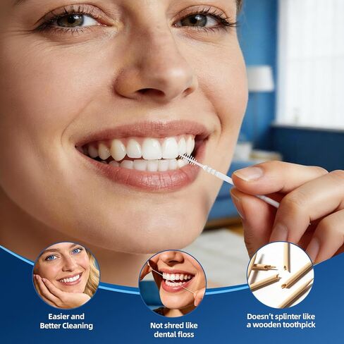 أعواد أسنان RAZOKO بين الأسنان، إجمالي 600 عدد (5 عبوات) معول فموي للاستعمال مرة واحدة، منظف بلاستيكي بين الأسنان من الدرجة الغذائية مع حقيبة محمولة للسفر والمنزل in Kuwait