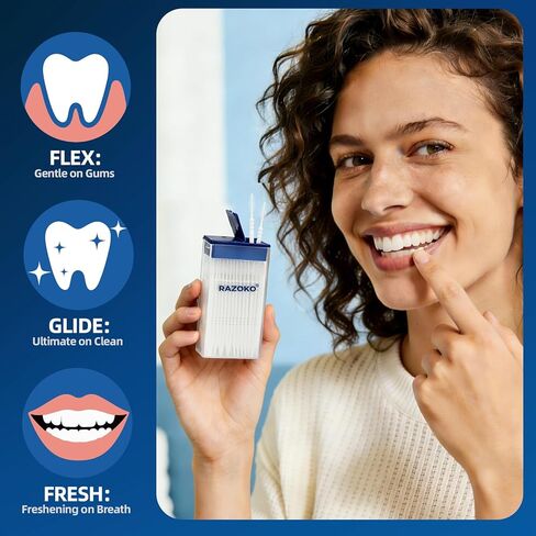 أعواد أسنان RAZOKO بين الأسنان، إجمالي 600 عدد (5 عبوات) معول فموي للاستعمال مرة واحدة، منظف بلاستيكي بين الأسنان من الدرجة الغذائية مع حقيبة محمولة للسفر والمنزل in Kuwait