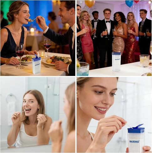 أعواد أسنان RAZOKO بين الأسنان، إجمالي 600 عدد (5 عبوات) معول فموي للاستعمال مرة واحدة، منظف بلاستيكي بين الأسنان من الدرجة الغذائية مع حقيبة محمولة للسفر والمنزل in Kuwait