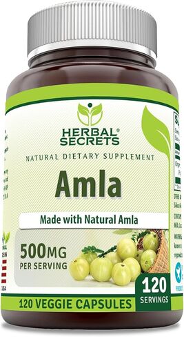 مكمل أسرار الأعشاب Amla | 500 مجم لكل جرعة | 120 كبسولة نباتية | مصنوعة من أملا الطبيعية | ملحق | غير معدل وراثيًا | خالي من الغلوتين | صنع في الولايات المتحدة الأمريكية in Saudi Arabia