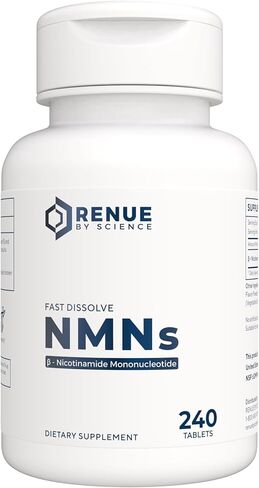 رينو بالعلم ملحق NMN | 240 Chewable Vegetarian Tablets - 250mg Nicotinamide Mononucleotide per Serving | Lemon Flavour - Manufactured in the USA Third-Party Tested in Kuwait