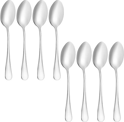 8 Pcs Teaspoons Set, Food Grade Stainless Steel Spoons Silverware, Durable Metal spoons, Tea Spoon, Dessert spoon for Home, Kitchen or Restaurant, Mirror Polished, Dishwasher Safe, 6.7 Inches in Saudi Arabia