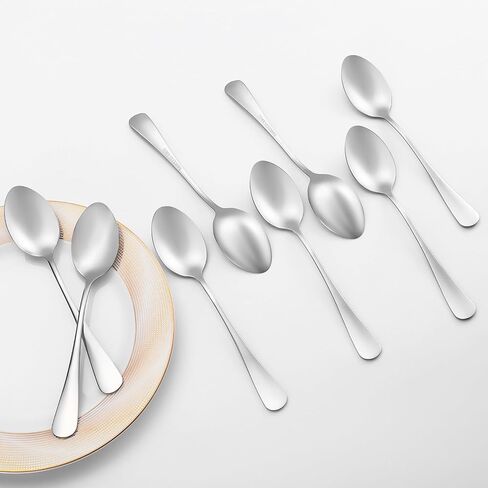 8 Pcs Teaspoons Set, Food Grade Stainless Steel Spoons Silverware, Durable Metal spoons, Tea Spoon, Dessert spoon for Home, Kitchen or Restaurant, Mirror Polished, Dishwasher Safe, 6.7 Inches in Saudi Arabia