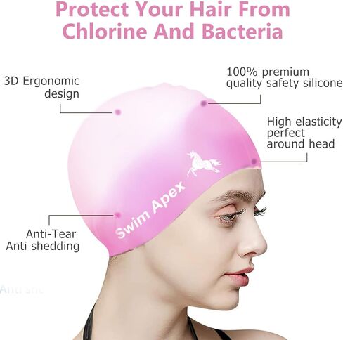 2PCS Swimming Cap, Silicone Waterproof Swimming Hat, Swimming Caps for Women/Men, Pink/Purple Adult Swimming Caps That Keep Hair Dry, Ladies Swimming Cap Long/Short Hair in Saudi Arabia