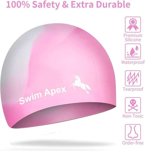 2PCS Swimming Cap, Silicone Waterproof Swimming Hat, Swimming Caps for Women/Men, Pink/Purple Adult Swimming Caps That Keep Hair Dry, Ladies Swimming Cap Long/Short Hair in Saudi Arabia
