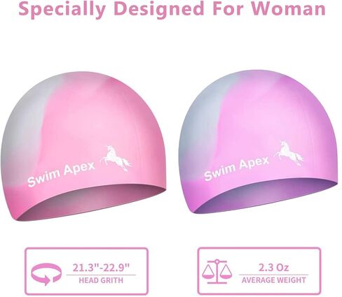 2PCS Swimming Cap, Silicone Waterproof Swimming Hat, Swimming Caps for Women/Men, Pink/Purple Adult Swimming Caps That Keep Hair Dry, Ladies Swimming Cap Long/Short Hair in Saudi Arabia