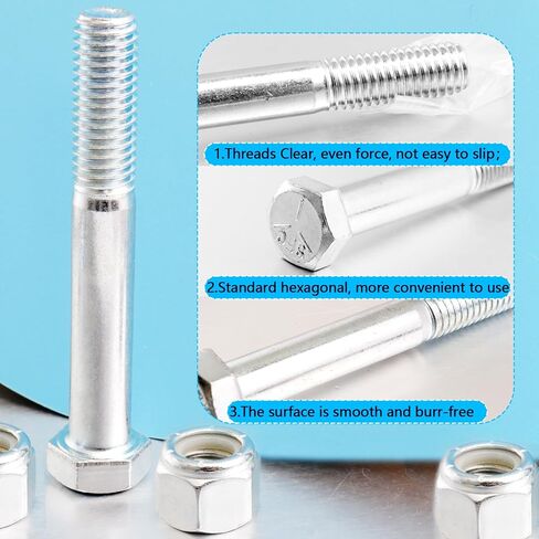 5 Sets Replacement Grade 5 Shear Bolt with Nut for Rotary Cutters – 1/2-inch x 3-1/2-inch Hex Head Bolts & 1/2-inch Hexagonal Grade 2 Nut in Kuwait