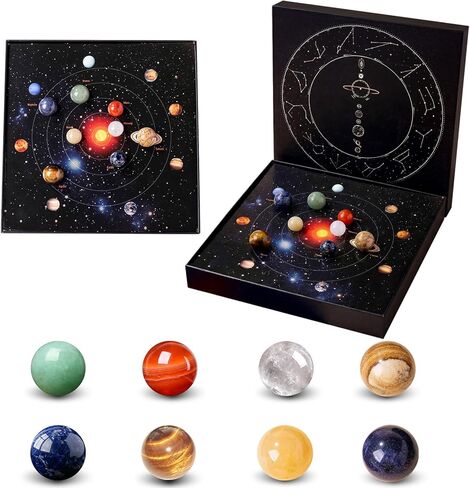 Runyangshi Natural Crystal Constellation Set with Zodiac Chart - 12 Pcs Healing Crystals Ball for Astrology Enthusiasts, Home Decor & Spiritual Gift in Saudi Arabia