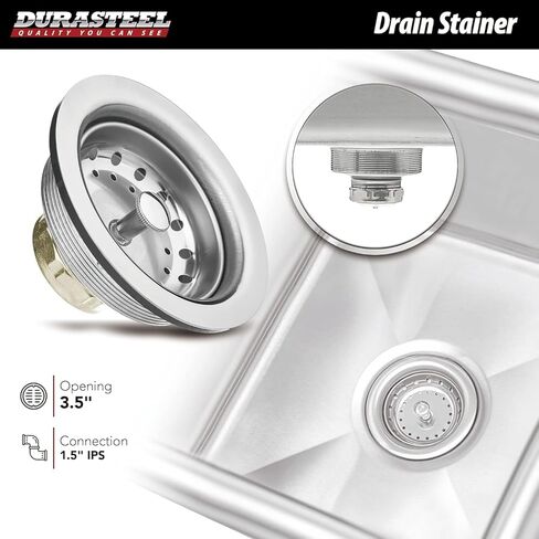 حوض DuraSteel 304 التجاري من الفولاذ المقاوم للصدأ - حوض 15 بوصة حوض مطبخ قائم بذاته مع صنبور - محطة غسيل يدوية NSF لأحواض المطبخ، في الهواء الطلق، غرفة الغسيل، مطبخ صغير المرآب in Kuwait