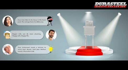 حوض DuraSteel 304 التجاري من الفولاذ المقاوم للصدأ - حوض 15 بوصة حوض مطبخ قائم بذاته مع صنبور - محطة غسيل يدوية NSF لأحواض المطبخ، في الهواء الطلق، غرفة الغسيل، مطبخ صغير المرآب in Kuwait