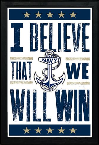 Limited Edition Navy Midshipmen I Believe We Will Win Letterpress Poster Art Print - 13x19" (No Frame) in Saudi Arabia