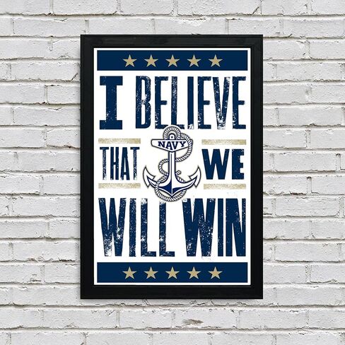 Limited Edition Navy Midshipmen I Believe We Will Win Letterpress Poster Art Print - 13x19" (No Frame) in Saudi Arabia