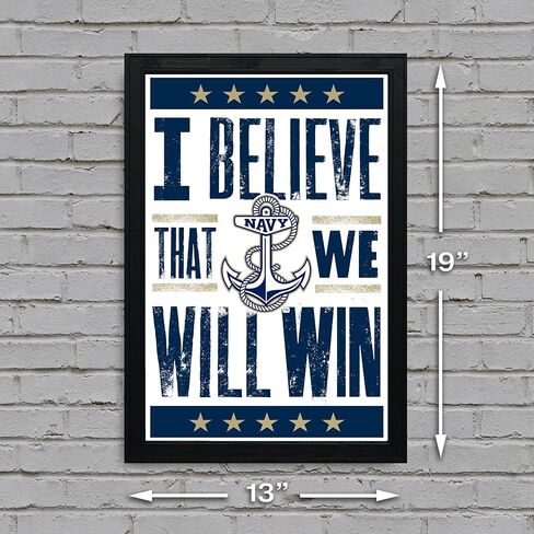 Limited Edition Navy Midshipmen I Believe We Will Win Letterpress Poster Art Print - 13x19" (No Frame) in Saudi Arabia
