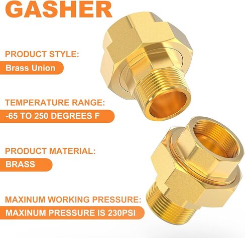 GASHER 1PC Brass Union, 1" NPT Male x 1" NPT Female Pipe Fitting in Saudi Arabia