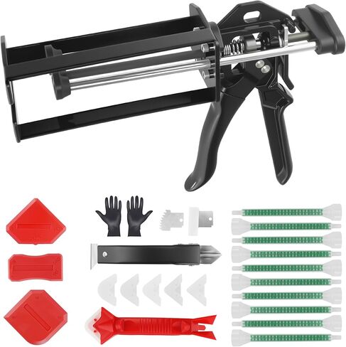 200ml Epoxy Gun Dual Component Professional Heavy-Duty Full Metal Caulking Guns For Dual Cartridges 1:1 & 2:1 Mix Epoxy Applicator For Panel Bonding Structural Repair Adhesive Sealant Red in Kuwait
