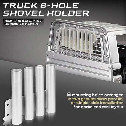 حامل مجرفة للشاحنة/المقطورة، 8 فتحات في 2 رف أدوات مقطورة عالي التحمل لأدوات التشذيب والمكابس والأدوات اليدوية للحديقة والتركيب الآمن يمنع الخسارة in Kuwait