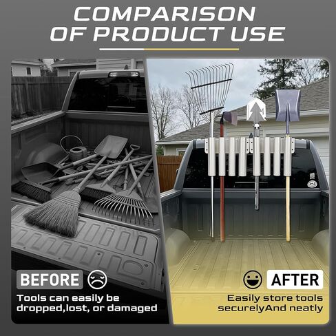 حامل مجرفة للشاحنة/المقطورة، 8 فتحات في 2 رف أدوات مقطورة عالي التحمل لأدوات التشذيب والمكابس والأدوات اليدوية للحديقة والتركيب الآمن يمنع الخسارة in Kuwait