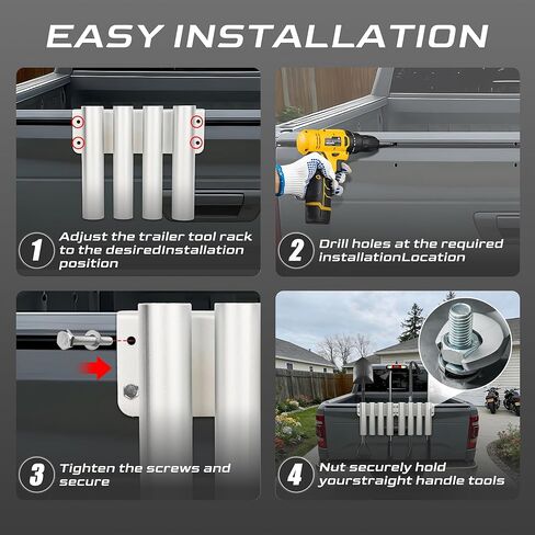 حامل مجرفة للشاحنة/المقطورة، 8 فتحات في 2 رف أدوات مقطورة عالي التحمل لأدوات التشذيب والمكابس والأدوات اليدوية للحديقة والتركيب الآمن يمنع الخسارة in Kuwait