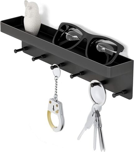 Self-Adhesive Kitchen Storage Rack with Hooks – Drill-Free Wall-Mounted Organizer, Kitchen Utensil Holder with Shelves and Hooks (White) in Saudi Arabia