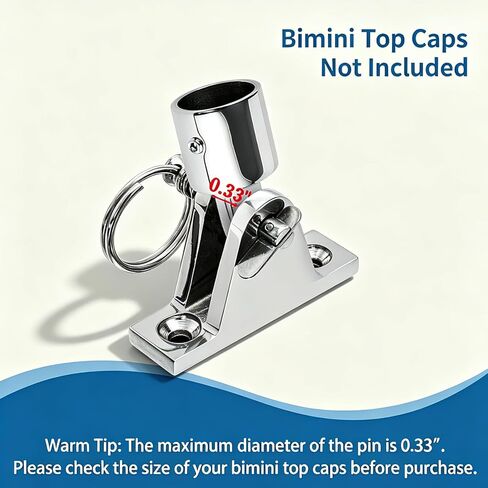 Hacaroa 4 Pack Bimini Top Deck Hinge, Bimini Top Fittings Mounting Hardware Boat Canopy Brackets, Quick Release Pin, 316 Stainless Steel, Installation Screws Included in Saudi Arabia