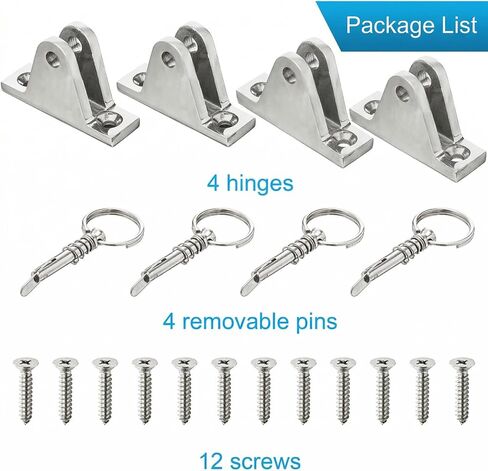 Hacaroa 4 Pack Bimini Top Deck Hinge, Bimini Top Fittings Mounting Hardware Boat Canopy Brackets, Quick Release Pin, 316 Stainless Steel, Installation Screws Included in Saudi Arabia