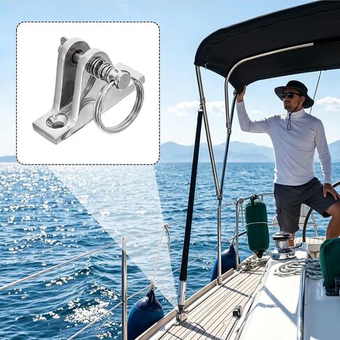 Hacaroa 4 Pack Bimini Top Deck Hinge, Bimini Top Fittings Mounting Hardware Boat Canopy Brackets, Quick Release Pin, 316 Stainless Steel, Installation Screws Included in Saudi Arabia