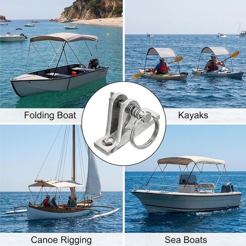 Hacaroa 4 Pack Bimini Top Deck Hinge, Bimini Top Fittings Mounting Hardware Boat Canopy Brackets, Quick Release Pin, 316 Stainless Steel, Installation Screws Included in Saudi Arabia
