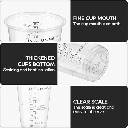 Turbo Bee Plastic Measuring Cups 8OZ,100 PACK Disposable Mixing Cups with 100 Mixing Sticks,Paint Graduated Measuring Tumblers for Epoxy Resin, Paint Mixing, Art DIY in Saudi Arabia