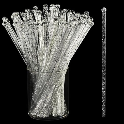 ALINK 50 Counts Gold Glitter Plastic Swizzle Sticks, Crystal Cake Pops, Cocktail Coffee Drink Stirrers, 7.24 Inch in Saudi Arabia