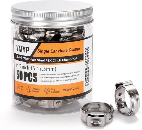 40PCS 5/8 Inch PEX Cinch Clamps, 304 Stainless Steel Single Ear Hose Clamps for PEX Tubing & Pipe Fittings, Leak-Proof and Rust-Resistant in Saudi Arabia
