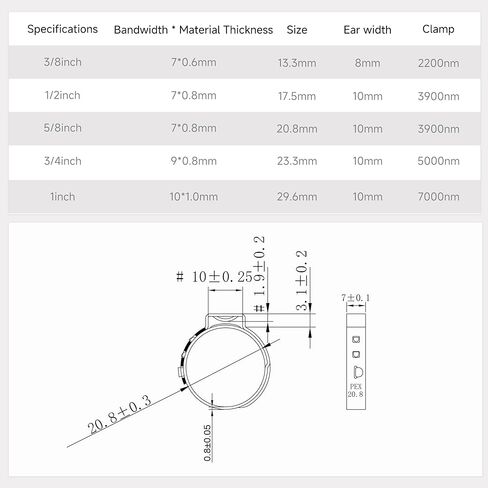 40PCS 5/8 Inch PEX Cinch Clamps, 304 Stainless Steel Single Ear Hose Clamps for PEX Tubing & Pipe Fittings, Leak-Proof and Rust-Resistant in Saudi Arabia