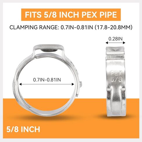 40PCS 5/8 Inch PEX Cinch Clamps, 304 Stainless Steel Single Ear Hose Clamps for PEX Tubing & Pipe Fittings, Leak-Proof and Rust-Resistant in Saudi Arabia