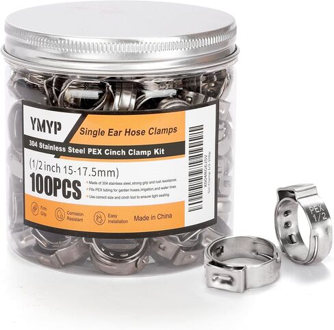 40PCS 5/8 Inch PEX Cinch Clamps, 304 Stainless Steel Single Ear Hose Clamps for PEX Tubing & Pipe Fittings, Leak-Proof and Rust-Resistant in Saudi Arabia