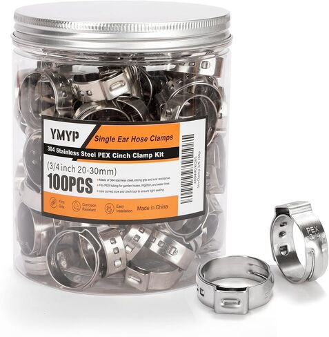 40PCS 5/8 Inch PEX Cinch Clamps, 304 Stainless Steel Single Ear Hose Clamps for PEX Tubing & Pipe Fittings, Leak-Proof and Rust-Resistant in Saudi Arabia