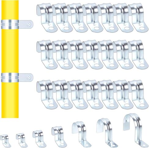Glarks 85pcs 7 Sizes One Hole Pipe Straps Assortment Kit, 3/8" 1/2" 3/4" 1" 1-1/4" 1-1/2" 2’’ Zinc Plated Steel EMT Pipe Straps with 1 Hole, EMT Conduit Clamp Single Hole Pipe Clamp in Saudi Arabia