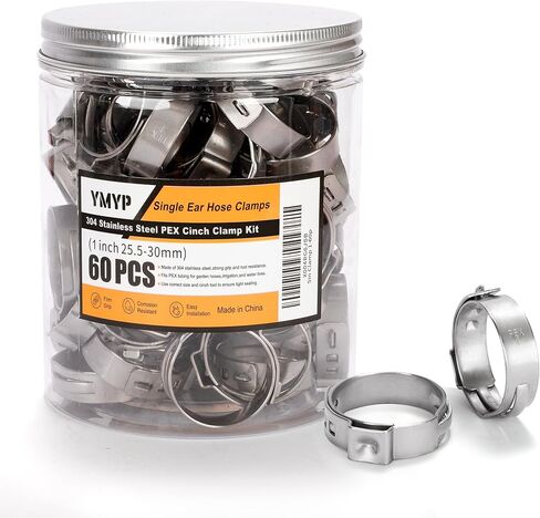 40PCS 5/8 Inch PEX Cinch Clamps, 304 Stainless Steel Single Ear Hose Clamps for PEX Tubing & Pipe Fittings, Leak-Proof and Rust-Resistant in Saudi Arabia
