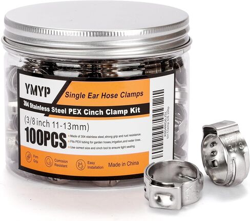 40PCS 5/8 Inch PEX Cinch Clamps, 304 Stainless Steel Single Ear Hose Clamps for PEX Tubing & Pipe Fittings, Leak-Proof and Rust-Resistant in Saudi Arabia