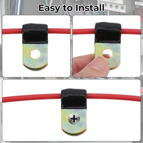 100 Pcs Vinyl Coated Cable Clamps Galvanized Steel Cable Metal Wire Rubber Cushioned Insulated Hose Pipe Clamp P Clamps for Tube Lines Wire Cord Installation, 6mm in Saudi Arabia