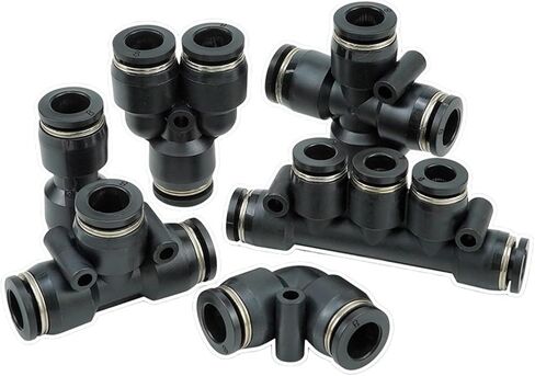 Black Quick Plugs Trachea Connector PE/PV/PU/PK8-02 Pneumatic PG Plastic PZA 1Pcs(BlackPE,接管4mm) in Kuwait